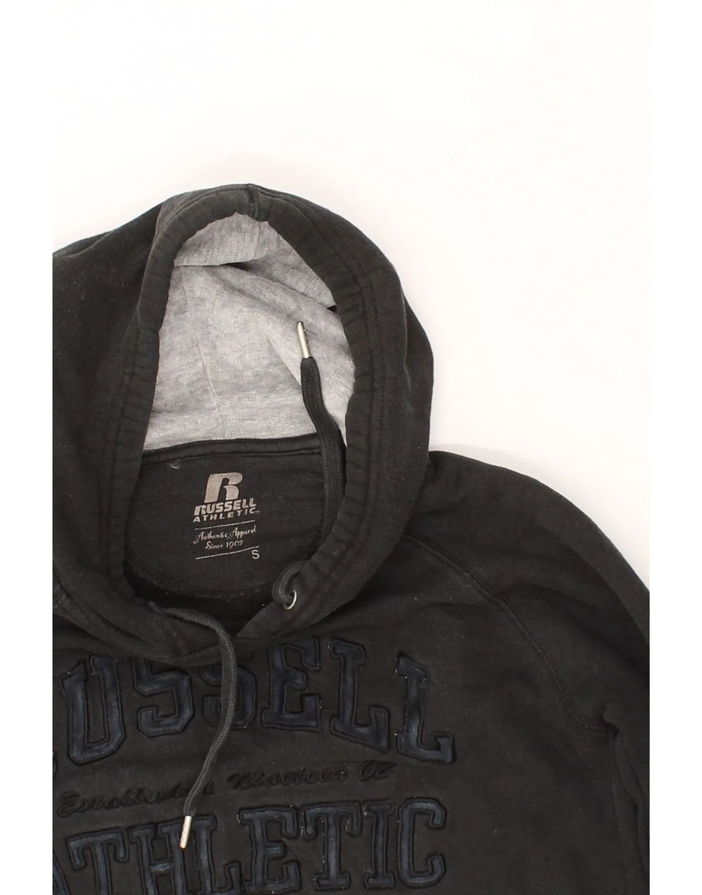 RUSSELL ATHLETIC Womens Graphic Hoodie Jumper UK 10 Small Black Cotton