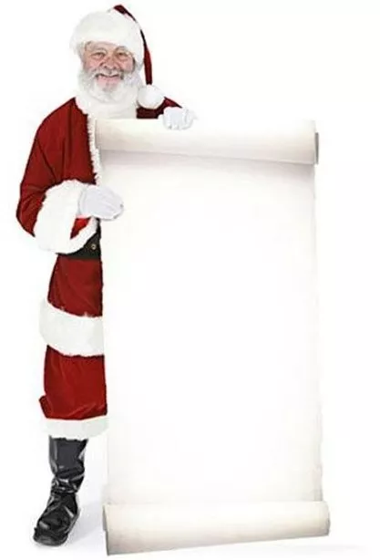 Sagoma in cartone Babbo Natale con lista dei desideri 1,8 m