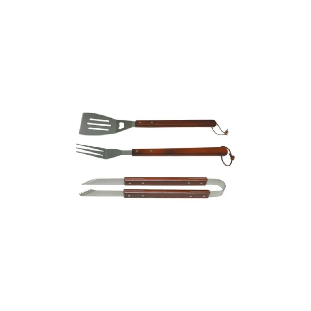 SET 3 PEZZI MANICO LEGNO PER BARBECUE