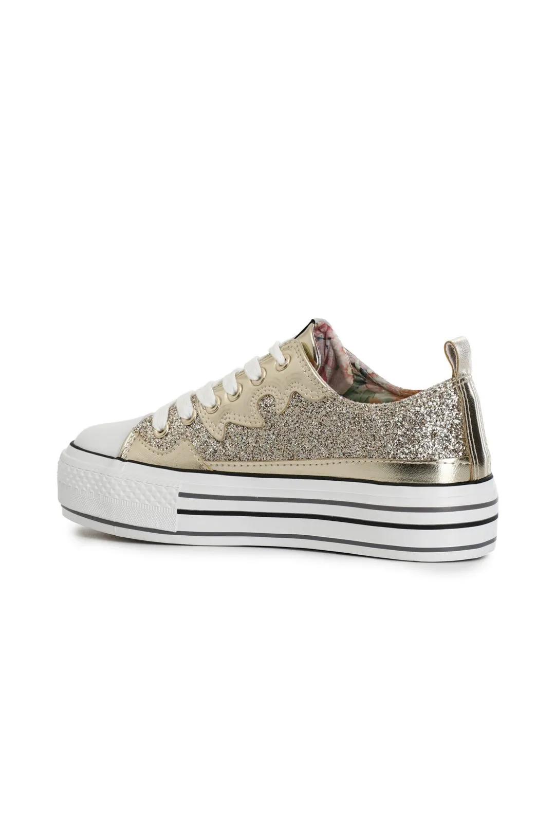 sneakers in glitter e strass platino