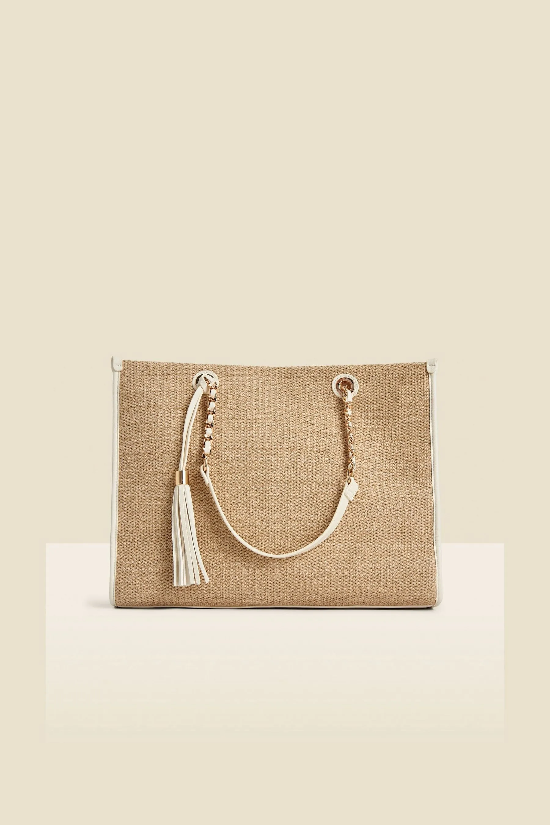 Sosandar - Borsa tote in rafia con nappine