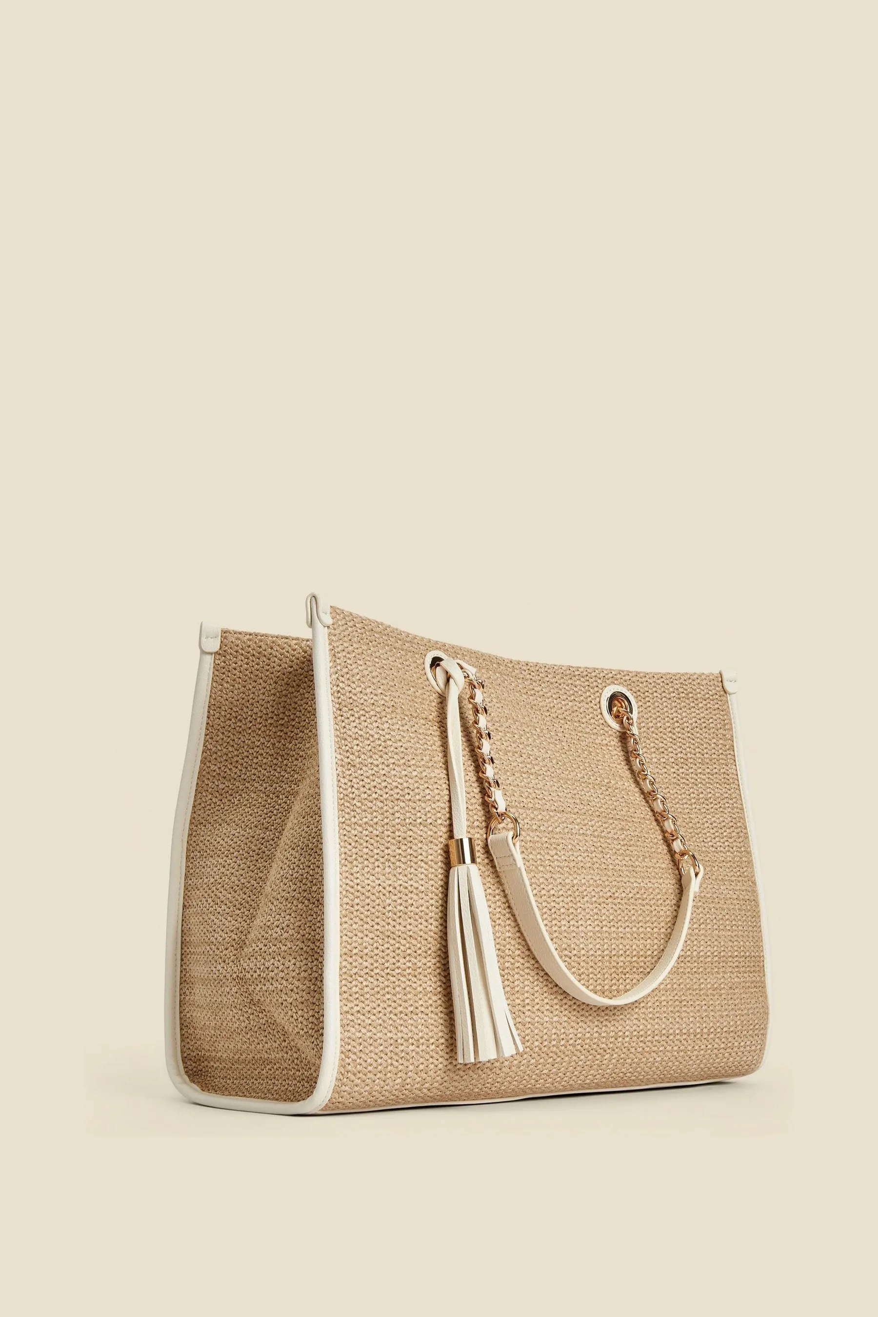 Sosandar - Borsa tote in rafia con nappine