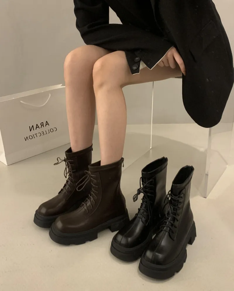 Stivali Martin con suola spessa stile britannico retrò Scarpe da donna Nuovi stivali singoli primaverili e autunnali Stivali cor