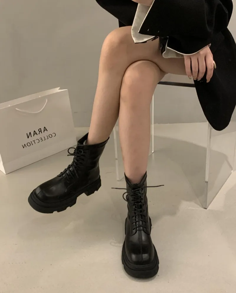 Stivali Martin con suola spessa stile britannico retrò Scarpe da donna Nuovi stivali singoli primaverili e autunnali Stivali cor