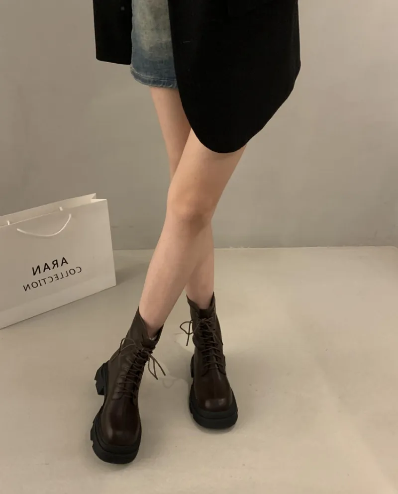Stivali Martin con suola spessa stile britannico retrò Scarpe da donna Nuovi stivali singoli primaverili e autunnali Stivali cor