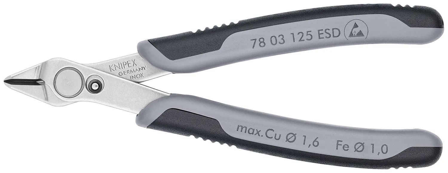Tronchese laterale di precisione Knipex in Acciaio per utensili, L. 125 mm, capacità di taglio max 1.6mm, ESD