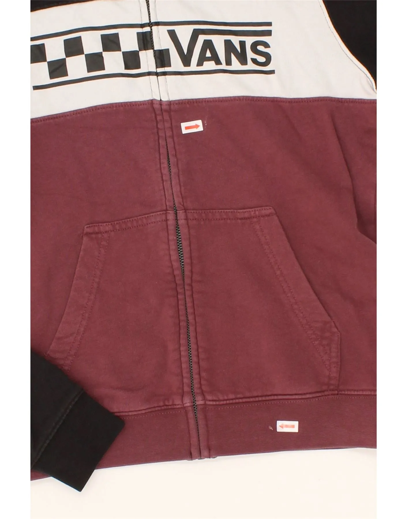 VANS Womens Zip Hoodie Sweater UK 10 Small Multicoloured Colourblock