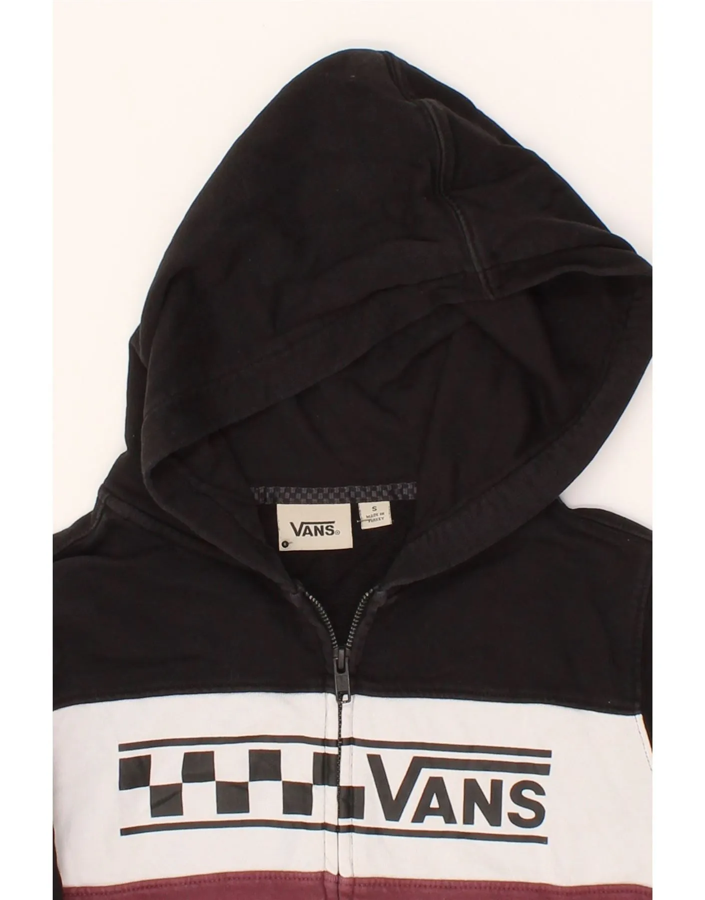 VANS Womens Zip Hoodie Sweater UK 10 Small Multicoloured Colourblock
