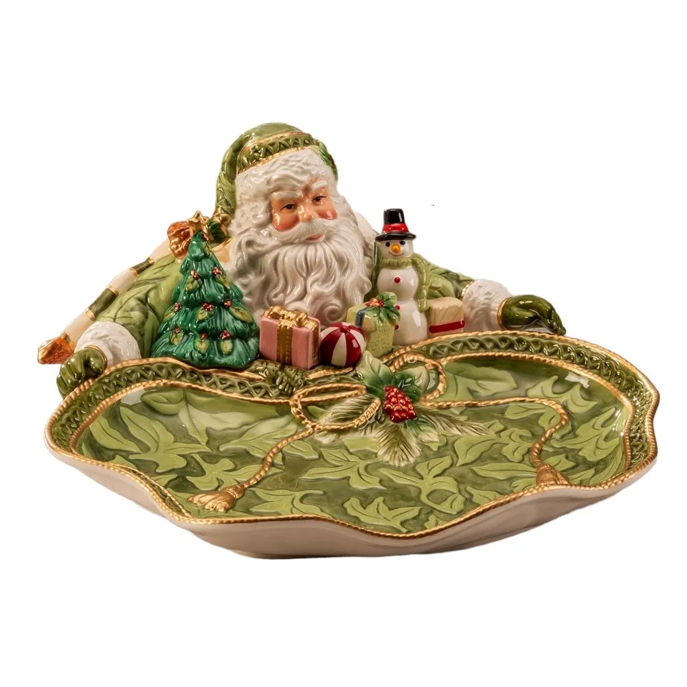 Vassoio Con Babbo Natale “Holiday Home Green” Fitz And Floyd Lamart