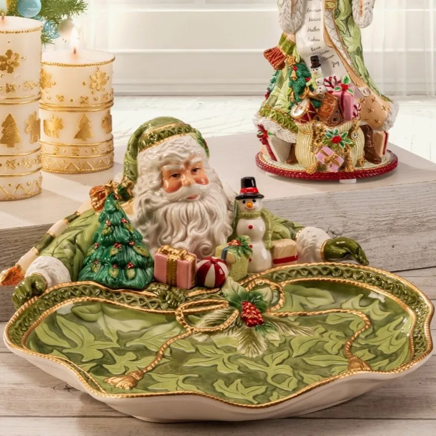 Vassoio Con Babbo Natale “Holiday Home Green” Fitz And Floyd Lamart