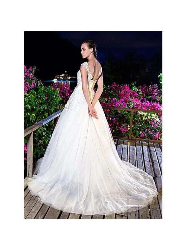 WINNIE - Abito da Sposa online monospalla di pizzo con gonna vaporosa di tulle